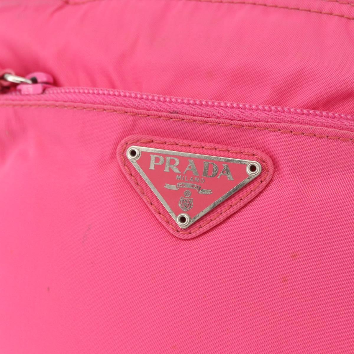 PRADA Shoulder Bag Nylon Pink Silver Auth 164385