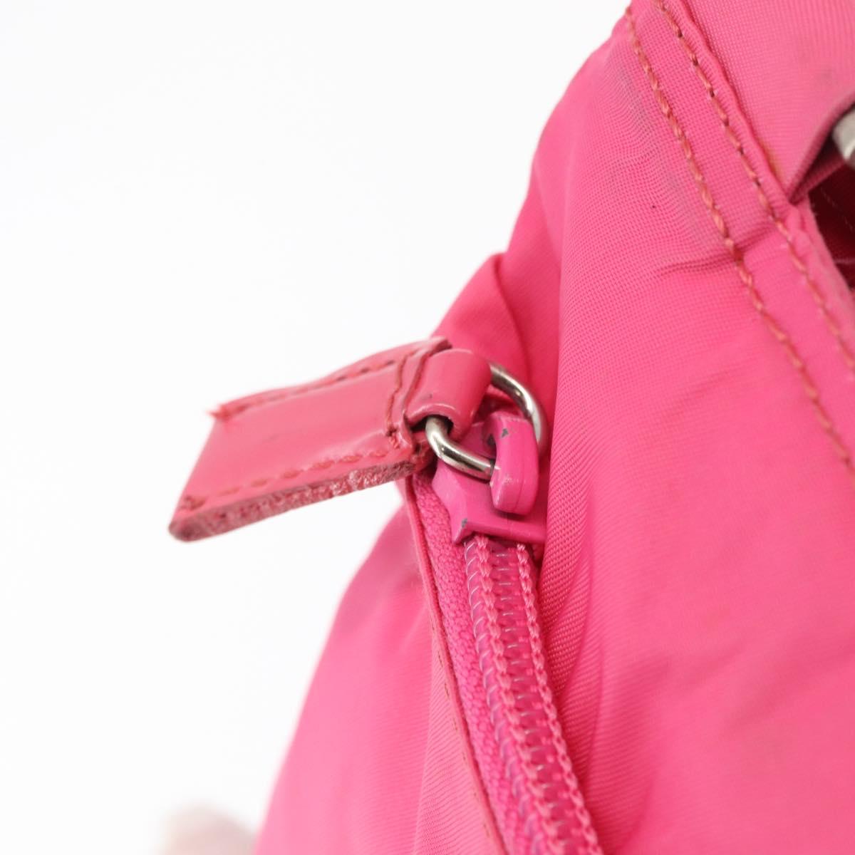 PRADA Shoulder Bag Nylon Pink Silver Auth 164385