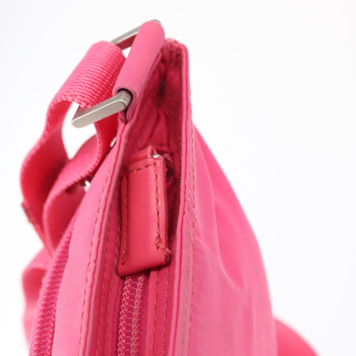 PRADA Shoulder Bag Nylon Pink Silver Auth 164385