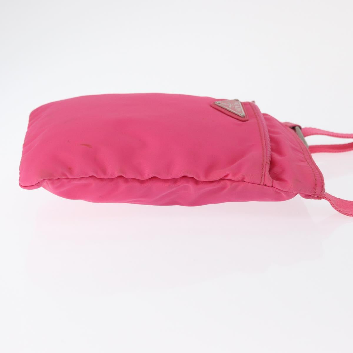 PRADA Shoulder Bag Nylon Pink Silver Auth 164385