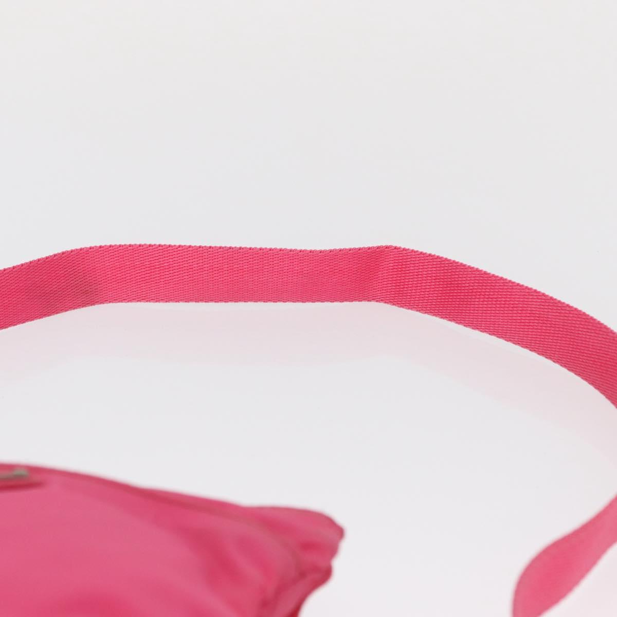 PRADA Shoulder Bag Nylon Pink Silver Auth 164385