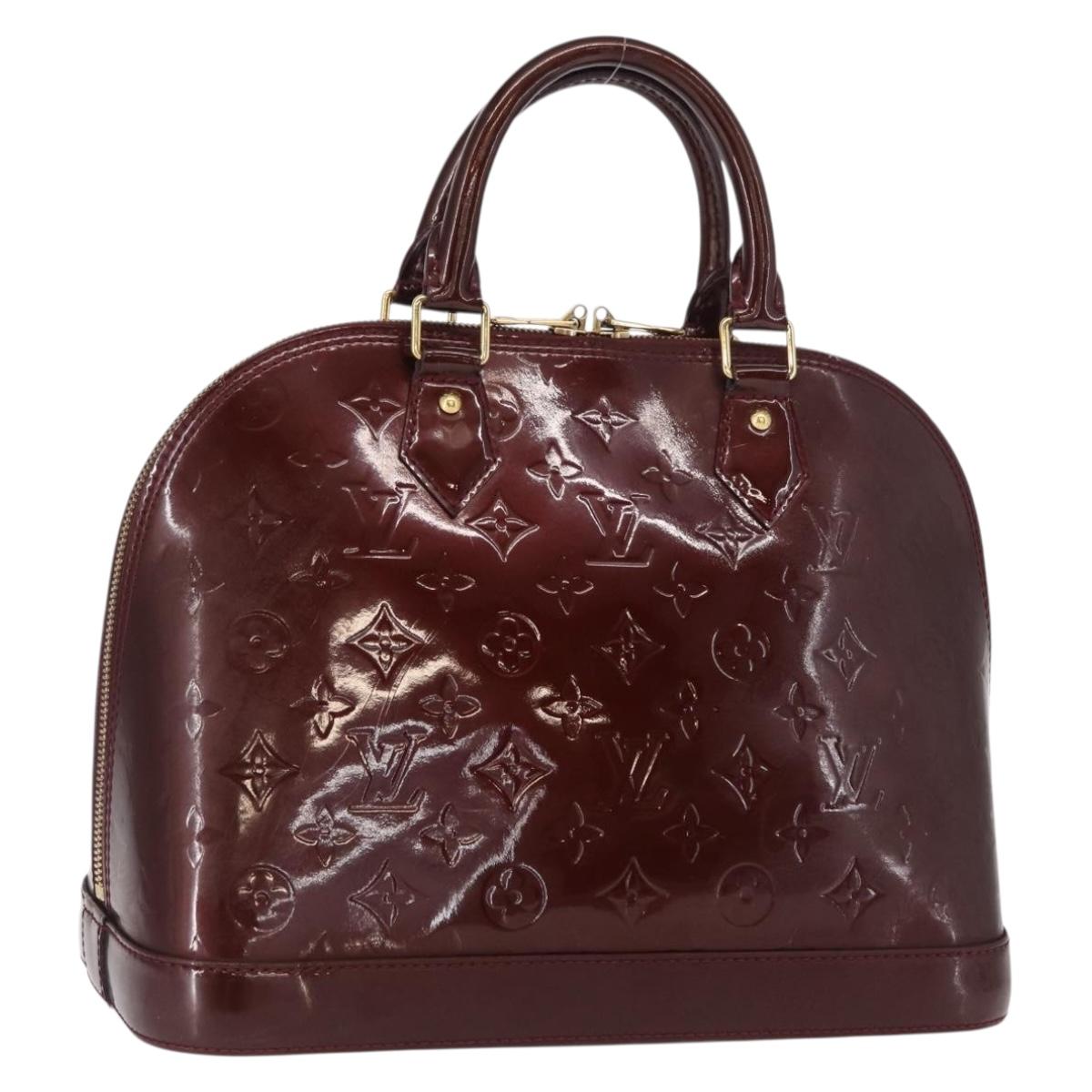 LOUIS VUITTON Monogram Vernis Alma PM Hand Bag Rouge Favist M91691 Auth 164390