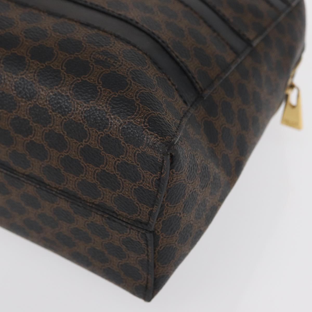 CELINE Macadam Canvas Hand Bag PVC Leather Black Gold Auth 164398
