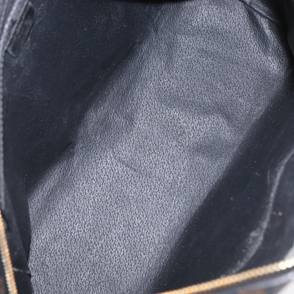 CELINE Macadam Canvas Hand Bag PVC Leather Black Gold Auth 164398