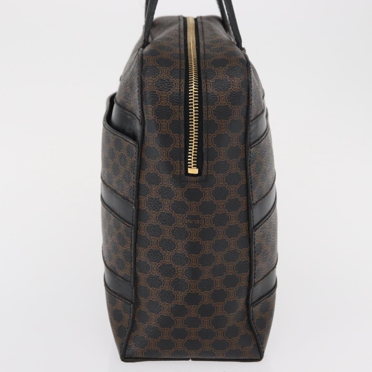 CELINE Macadam Canvas Hand Bag PVC Leather Black Gold Auth 164398