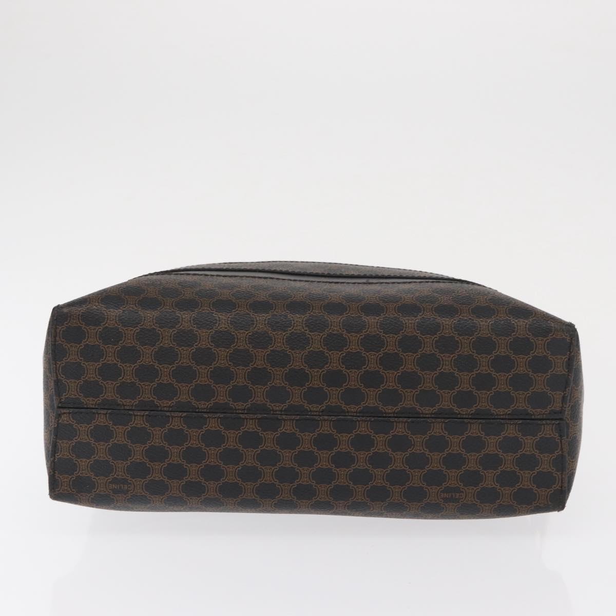 CELINE Macadam Canvas Hand Bag PVC Leather Black Gold Auth 164398
