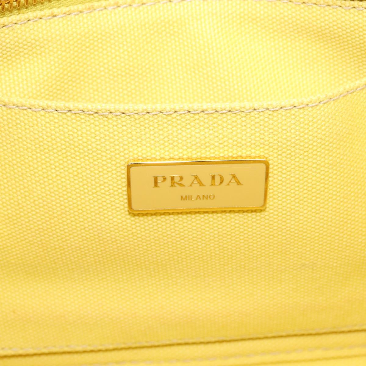 PRADA Canapa PM Hand Bag Canvas Yellow Gold Auth 164400