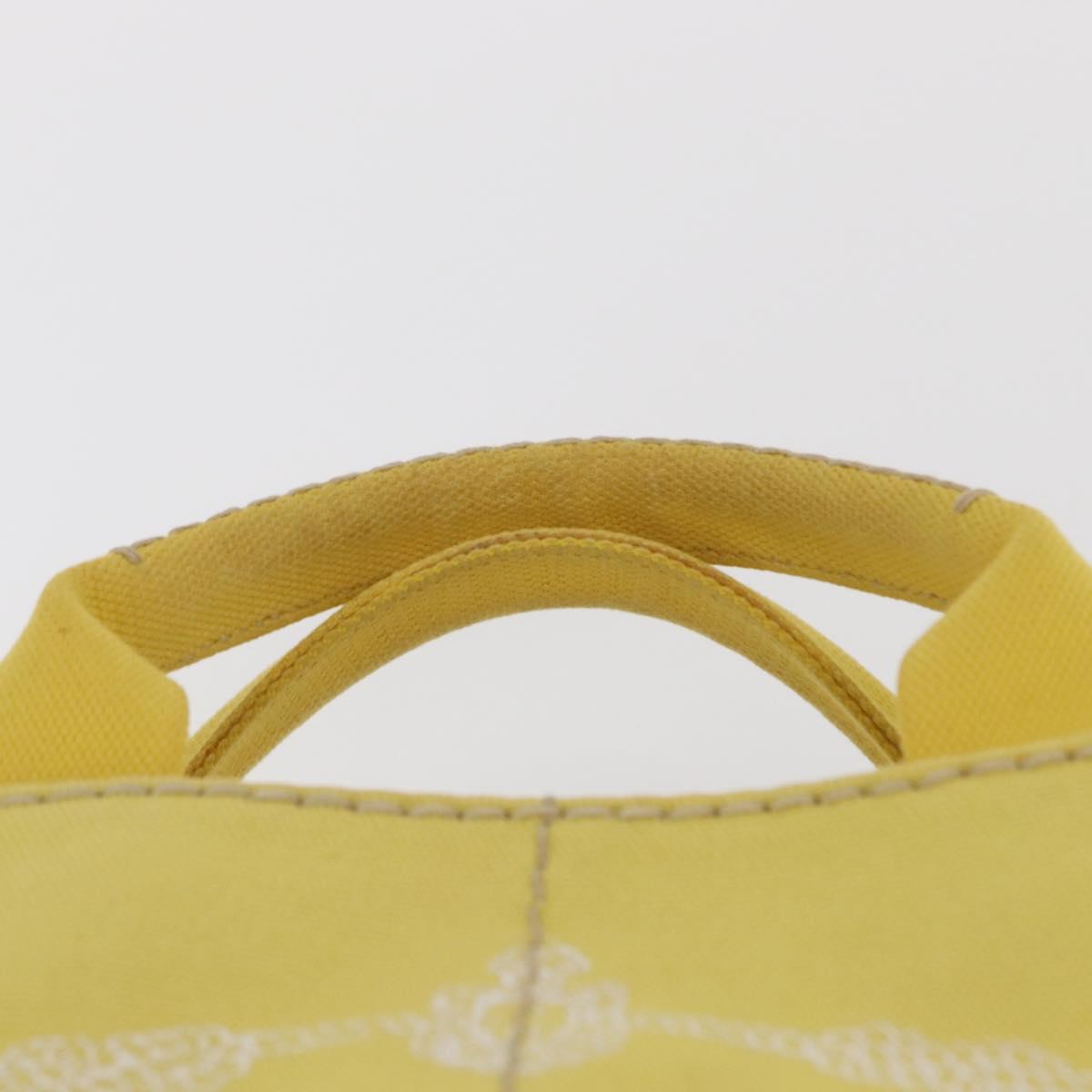 PRADA Canapa PM Hand Bag Canvas Yellow Gold Auth 164400