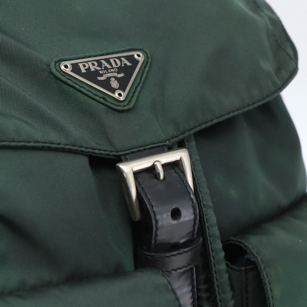 PRADA Backpack Nylon Green Silver Auth 164403