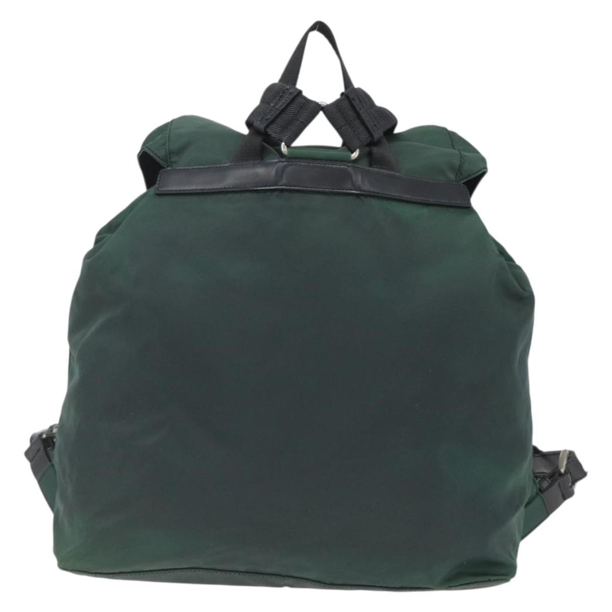 PRADA Backpack Nylon Green Silver Auth 164403