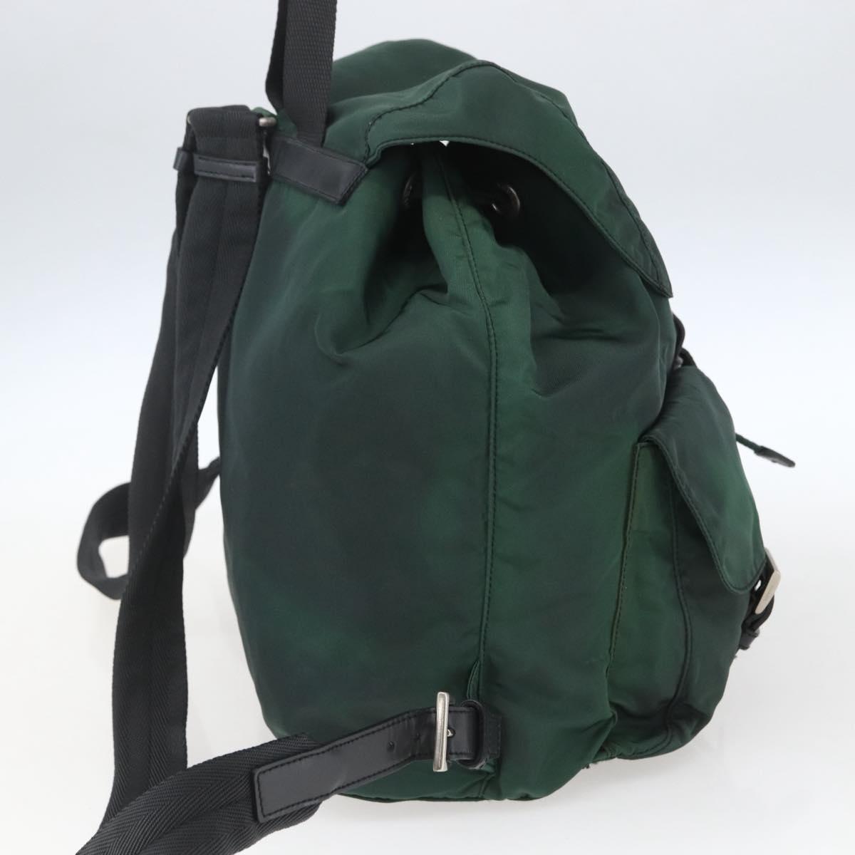PRADA Backpack Nylon Green Silver Auth 164403