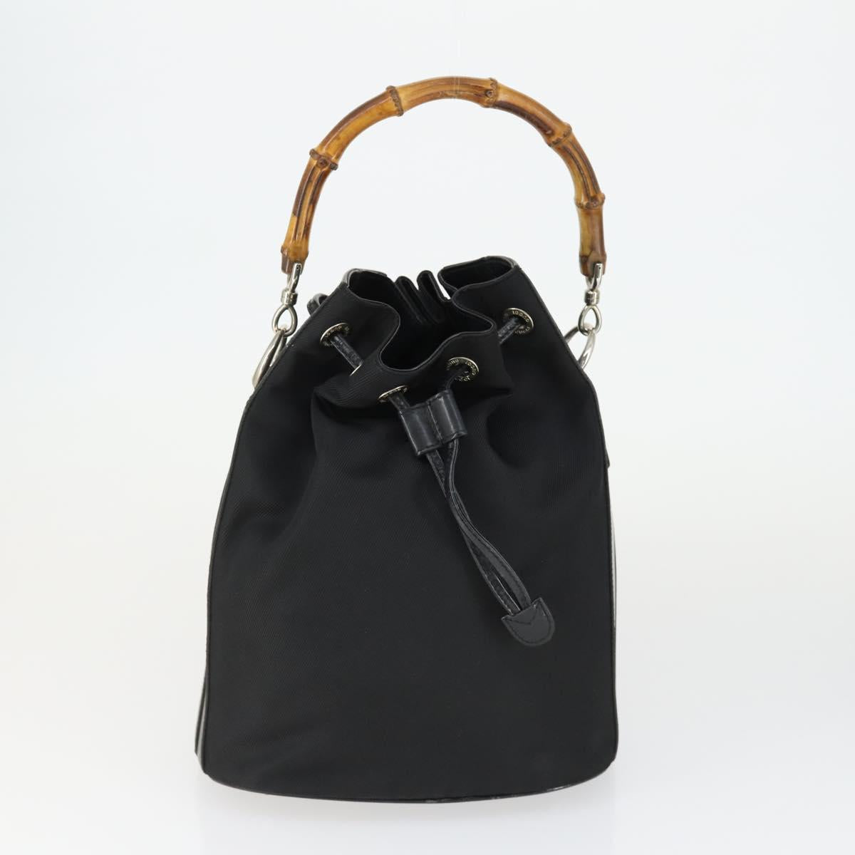 GUCCI Hand Bag Nylon 2 Set Black Auth 164420