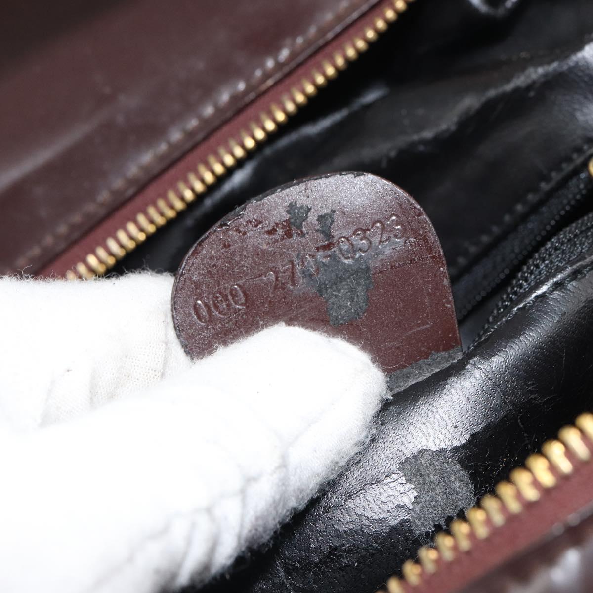 GUCCI Hand Bag Patent leather 2way Brown Gold Auth 164421