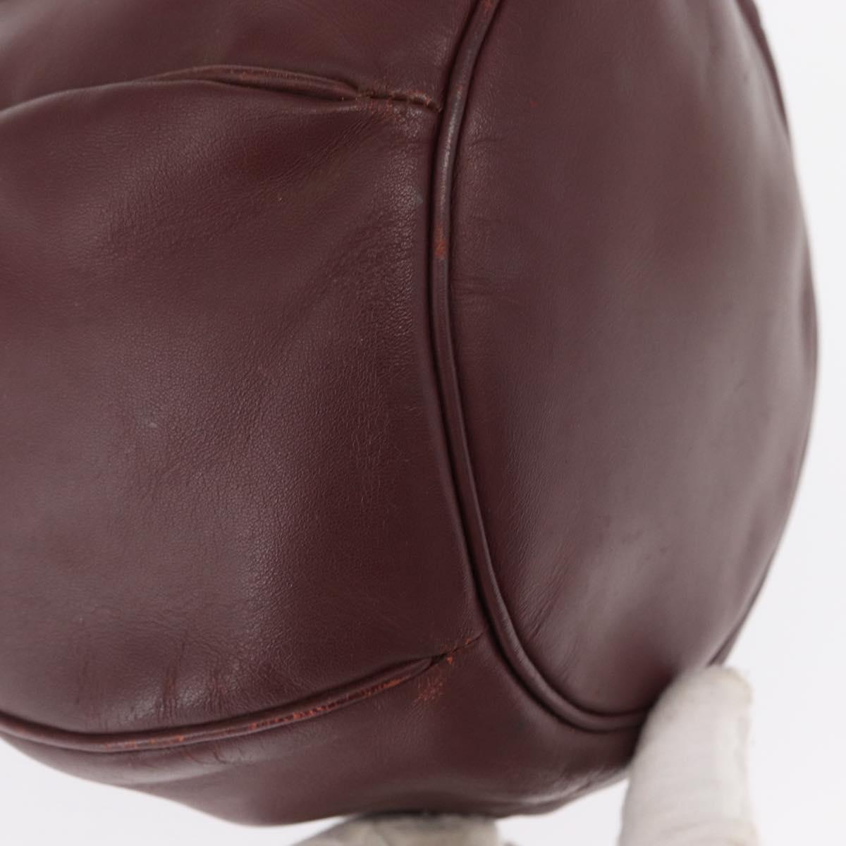 CARTIER Must Line Shoulder Bag Leather Bordeaux Gold Auth 164423