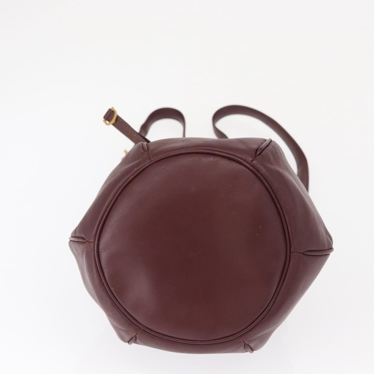 CARTIER Must Line Shoulder Bag Leather Bordeaux Gold Auth 164423