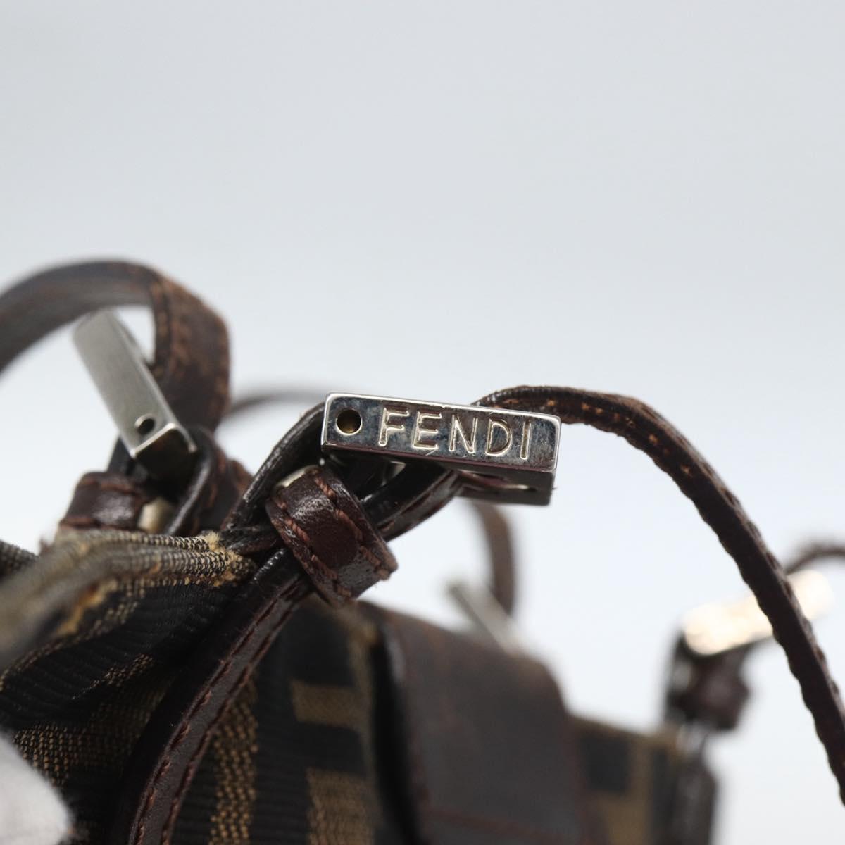 FENDI Zucca Canvas Tote Bag Black Brown Silver Auth 164424