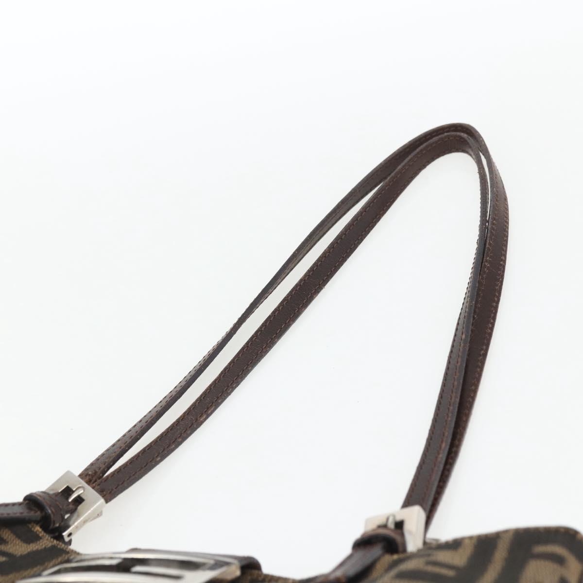FENDI Zucca Canvas Tote Bag Black Brown Silver Auth 164424