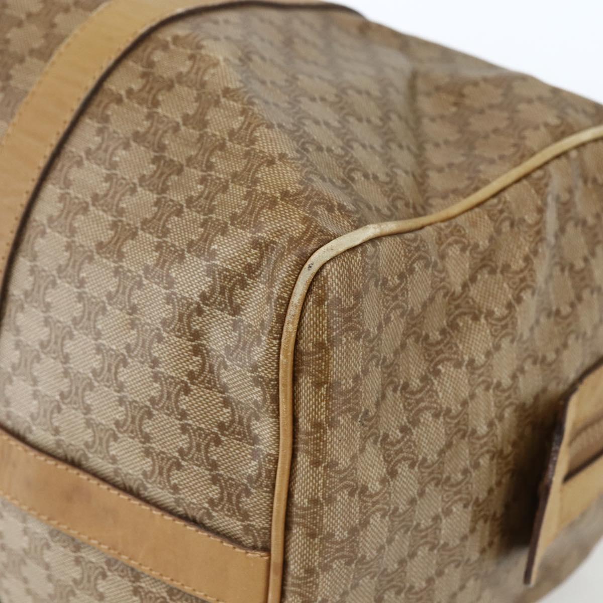 CELINE Macadam Canvas Boston Bag PVC Beige Gold Auth 164426