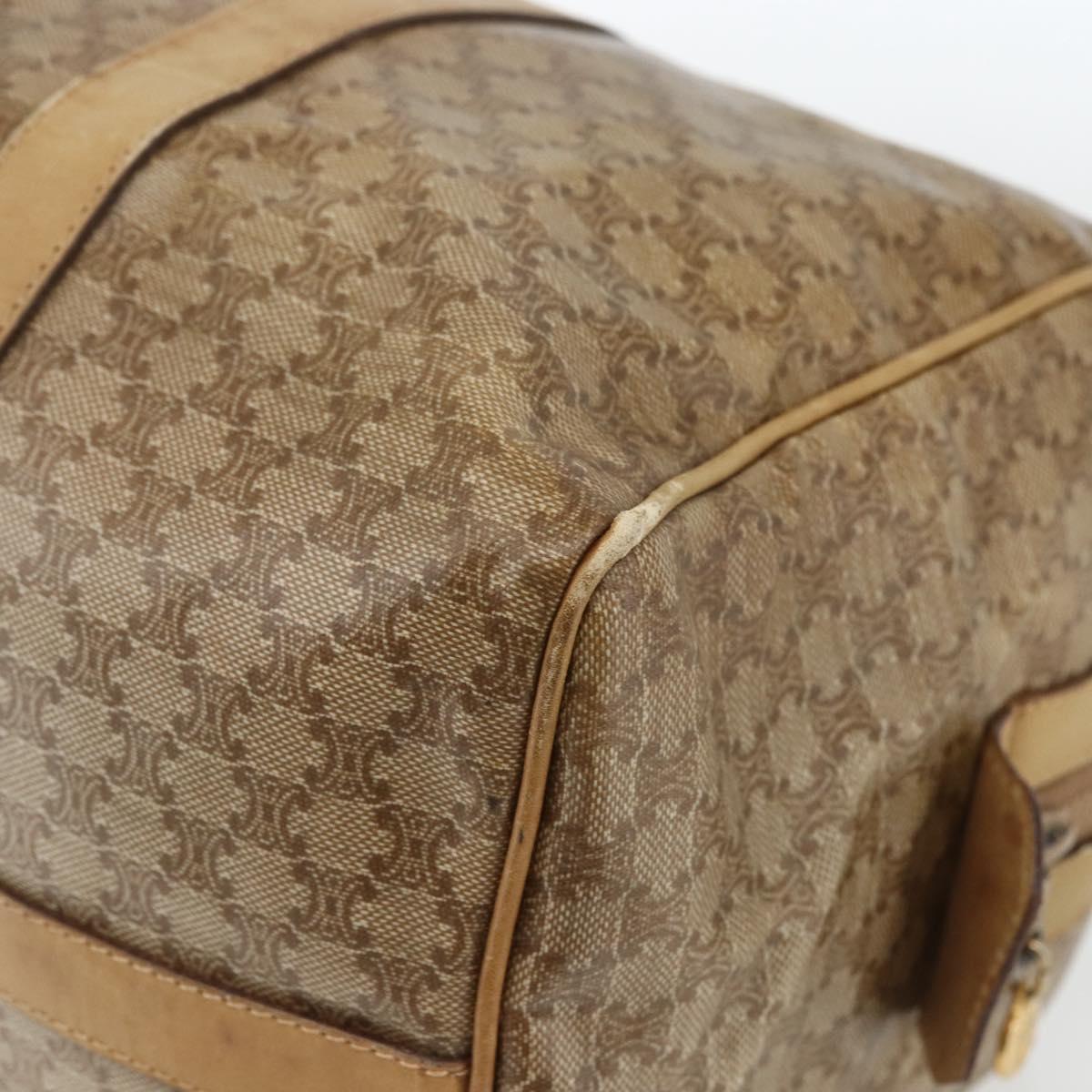 CELINE Macadam Canvas Boston Bag PVC Beige Gold Auth 164426