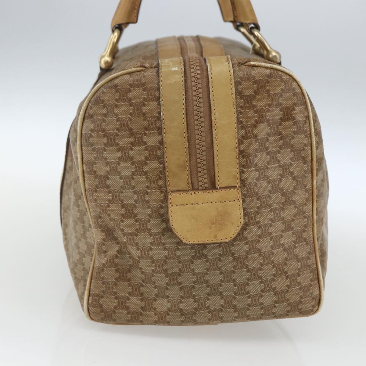 CELINE Macadam Canvas Boston Bag PVC Beige Gold Auth 164426