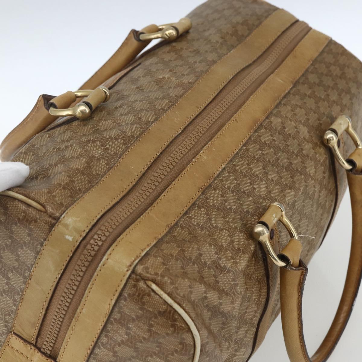 CELINE Macadam Canvas Boston Bag PVC Beige Gold Auth 164426