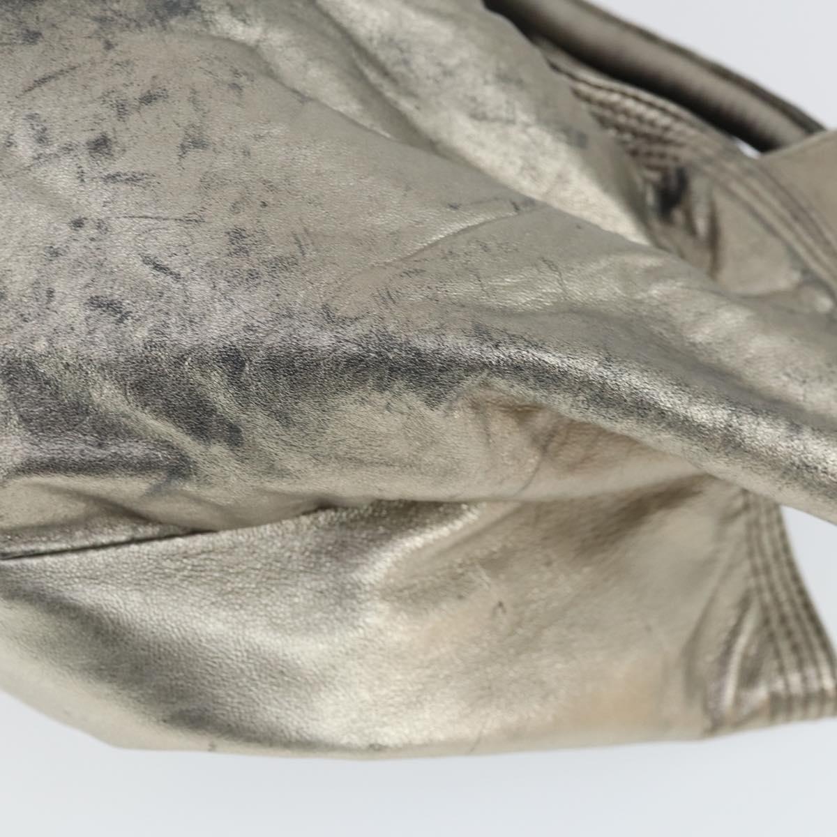 LOEWE Nappa Aire Anagram Hand Bag Leather Silver Auth 164428