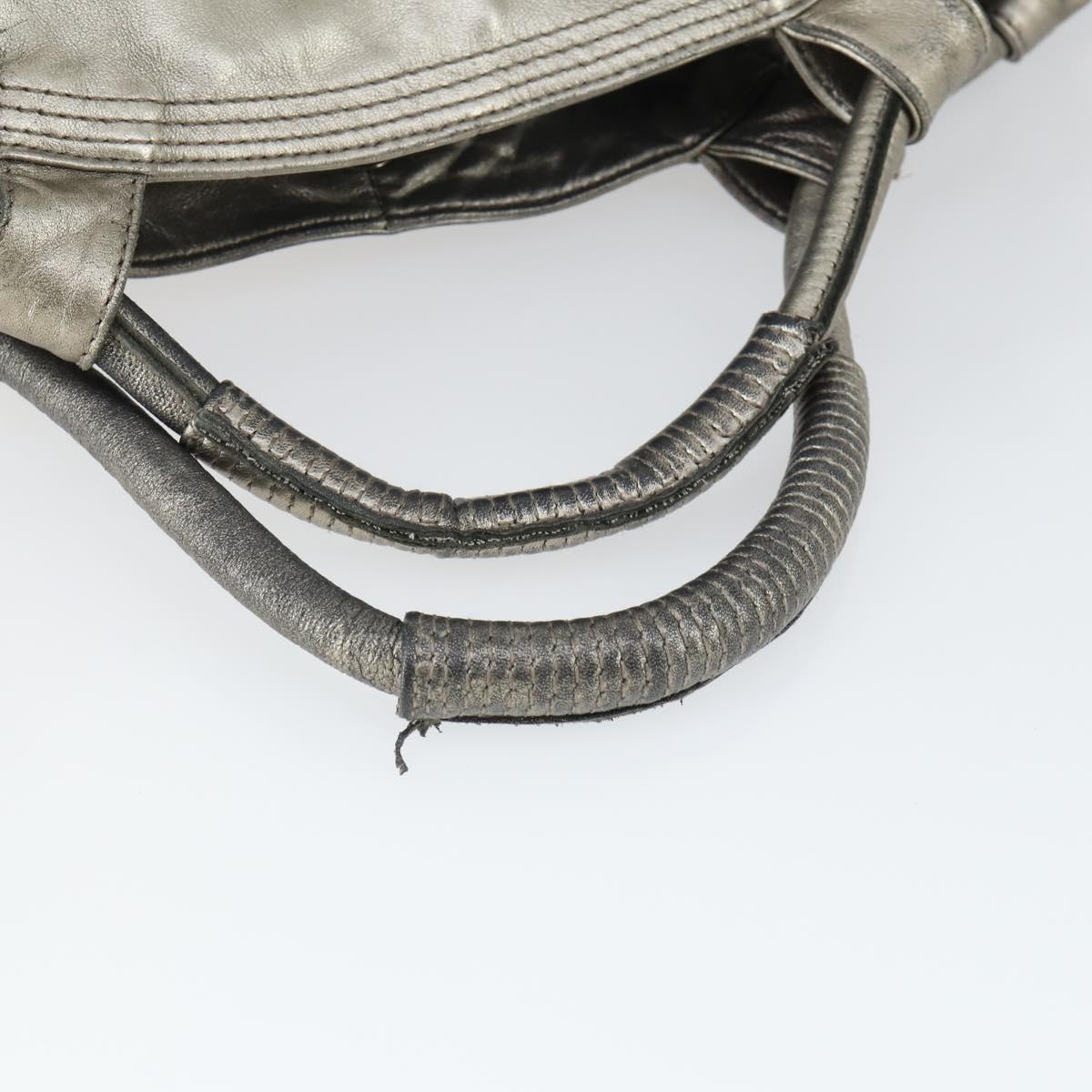 LOEWE Nappa Aire Anagram Hand Bag Leather Silver Auth 164428