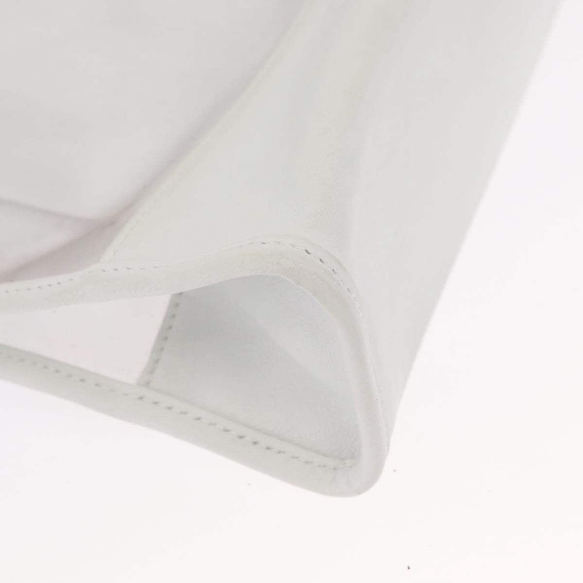 LOEWE Anagram Tote Bag Vinyl Leather White Silver Auth 164429