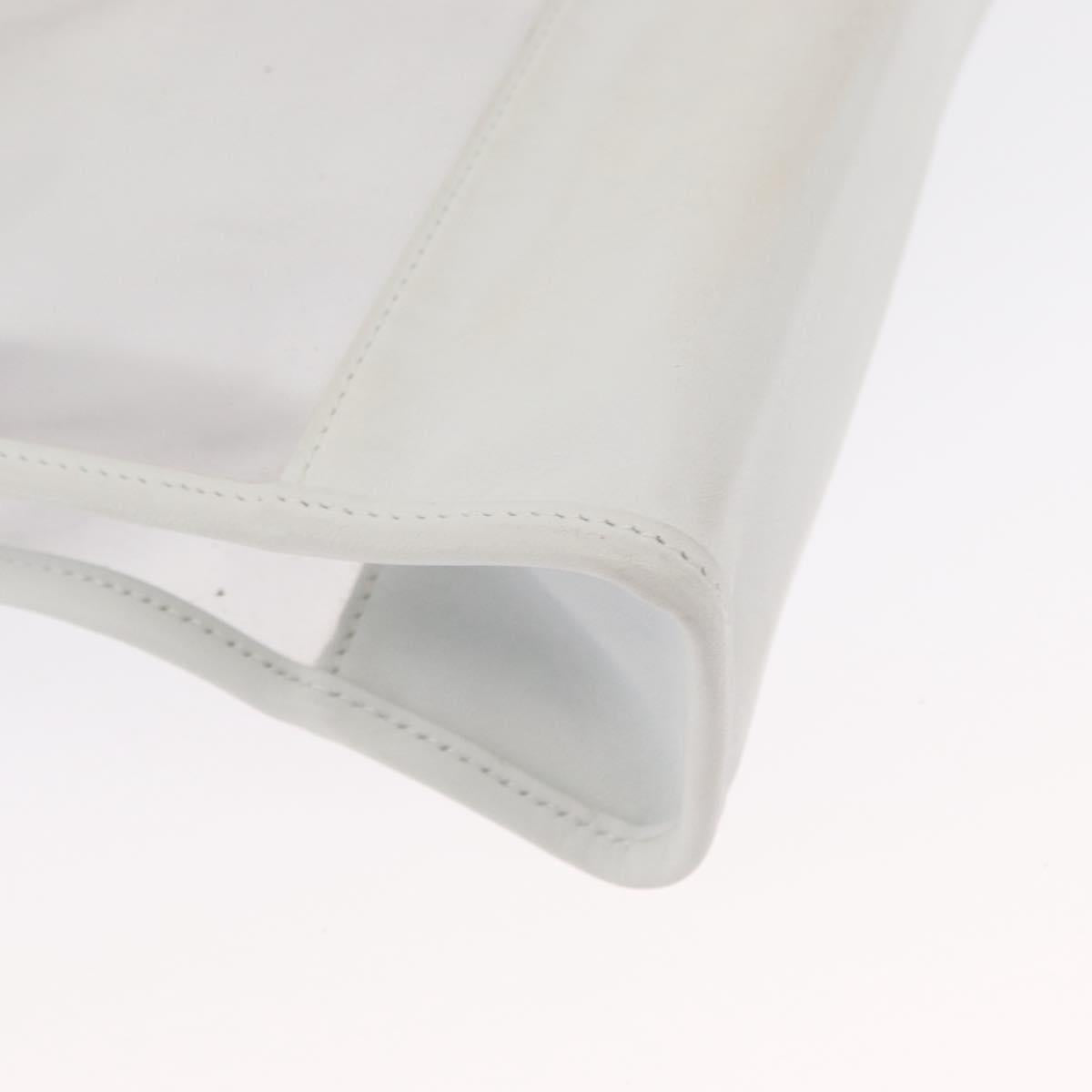 LOEWE Anagram Tote Bag Vinyl Leather White Silver Auth 164429