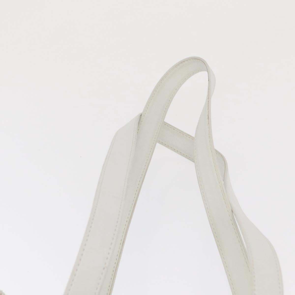LOEWE Anagram Tote Bag Vinyl Leather White Silver Auth 164429