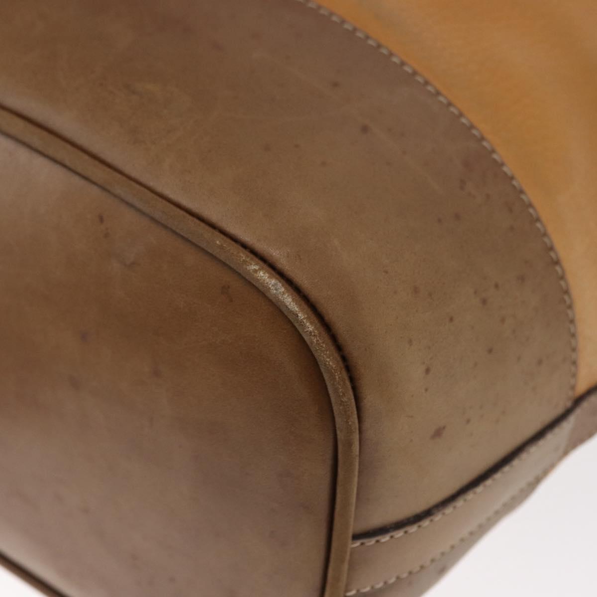 LOEWE Anagram Shoulder Bag Leather Brown Gold Auth 164430