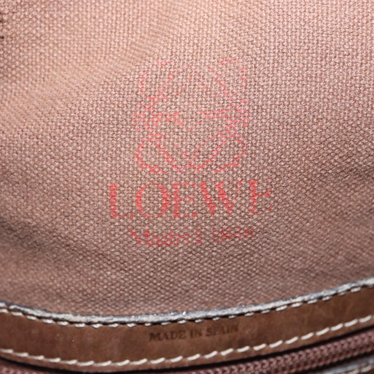 LOEWE Anagram Shoulder Bag Leather Brown Gold Auth 164430