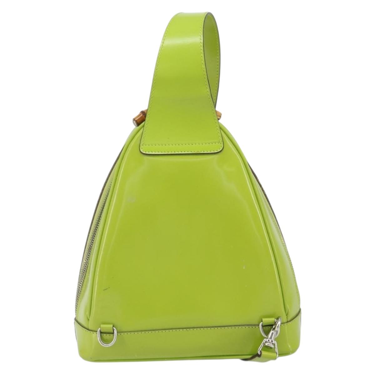 GUCCI Bamboo Backpack Patent leather Beige 003 2058 0030 Auth 164433