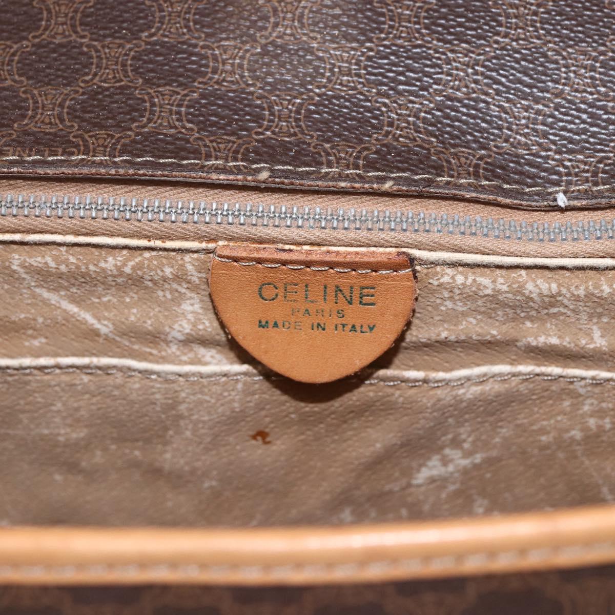 CELINE Macadam Canvas Hand Bag PVC Leather 2way Brown Gold Auth 164434