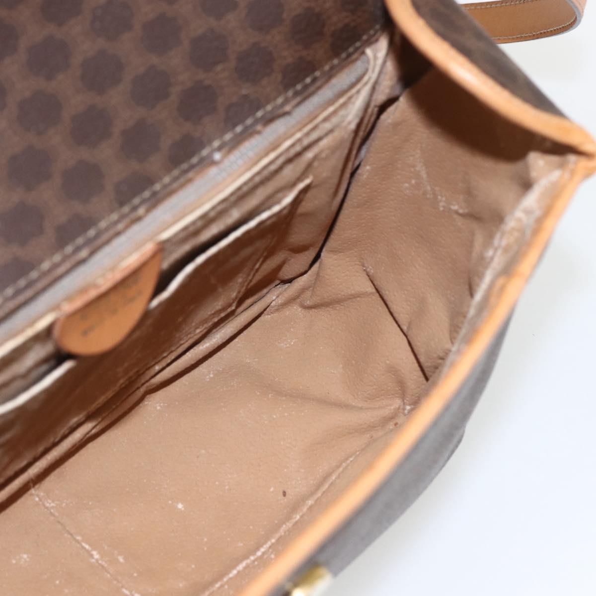 CELINE Macadam Canvas Hand Bag PVC Leather 2way Brown Gold Auth 164434