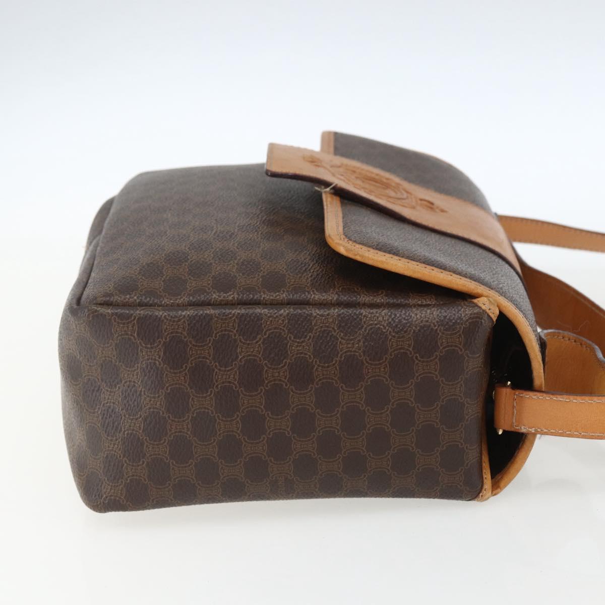 CELINE Macadam Canvas Hand Bag PVC Leather 2way Brown Gold Auth 164434