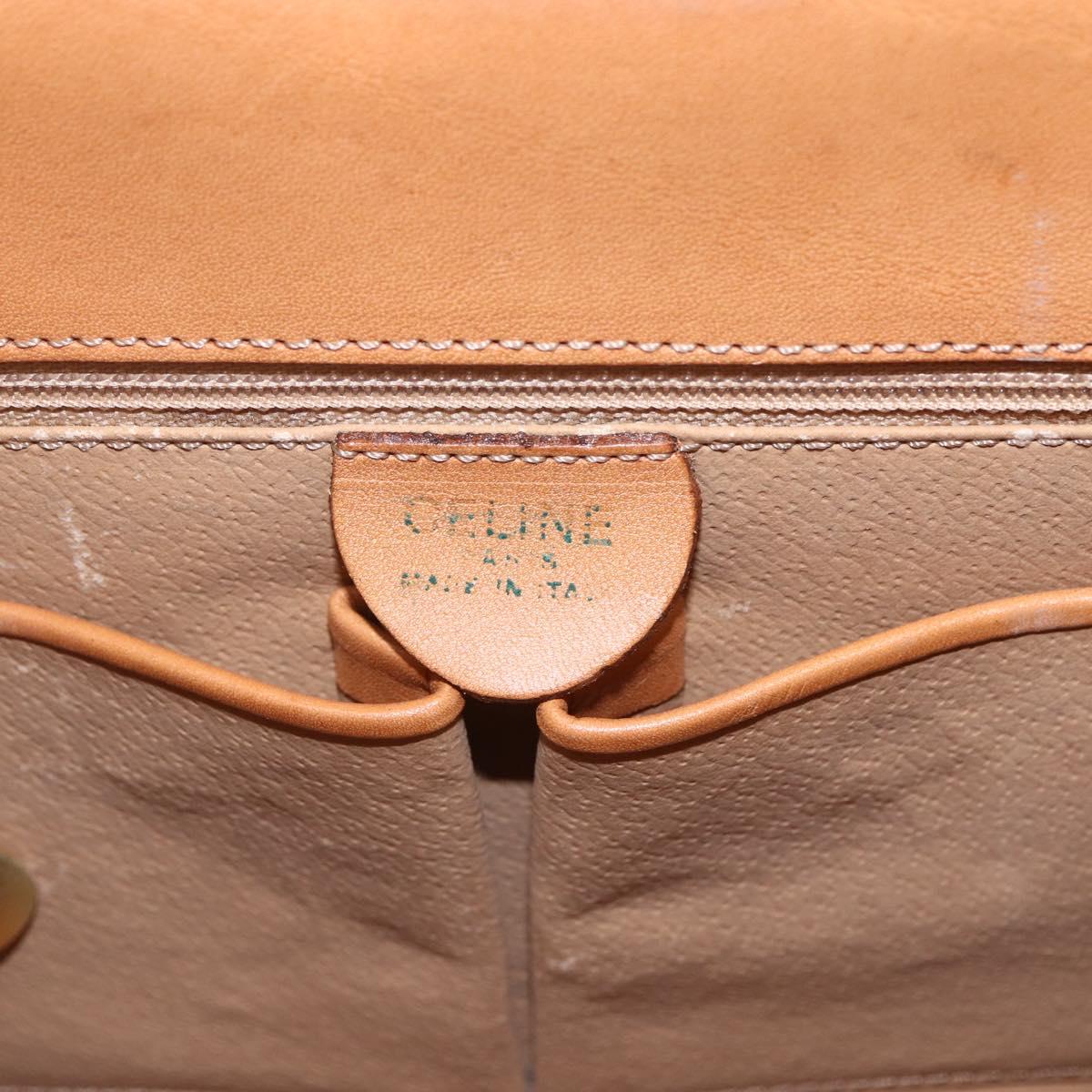 CELINE Macadam Canvas Hand Bag PVC Leather Brown Gold Auth 164435