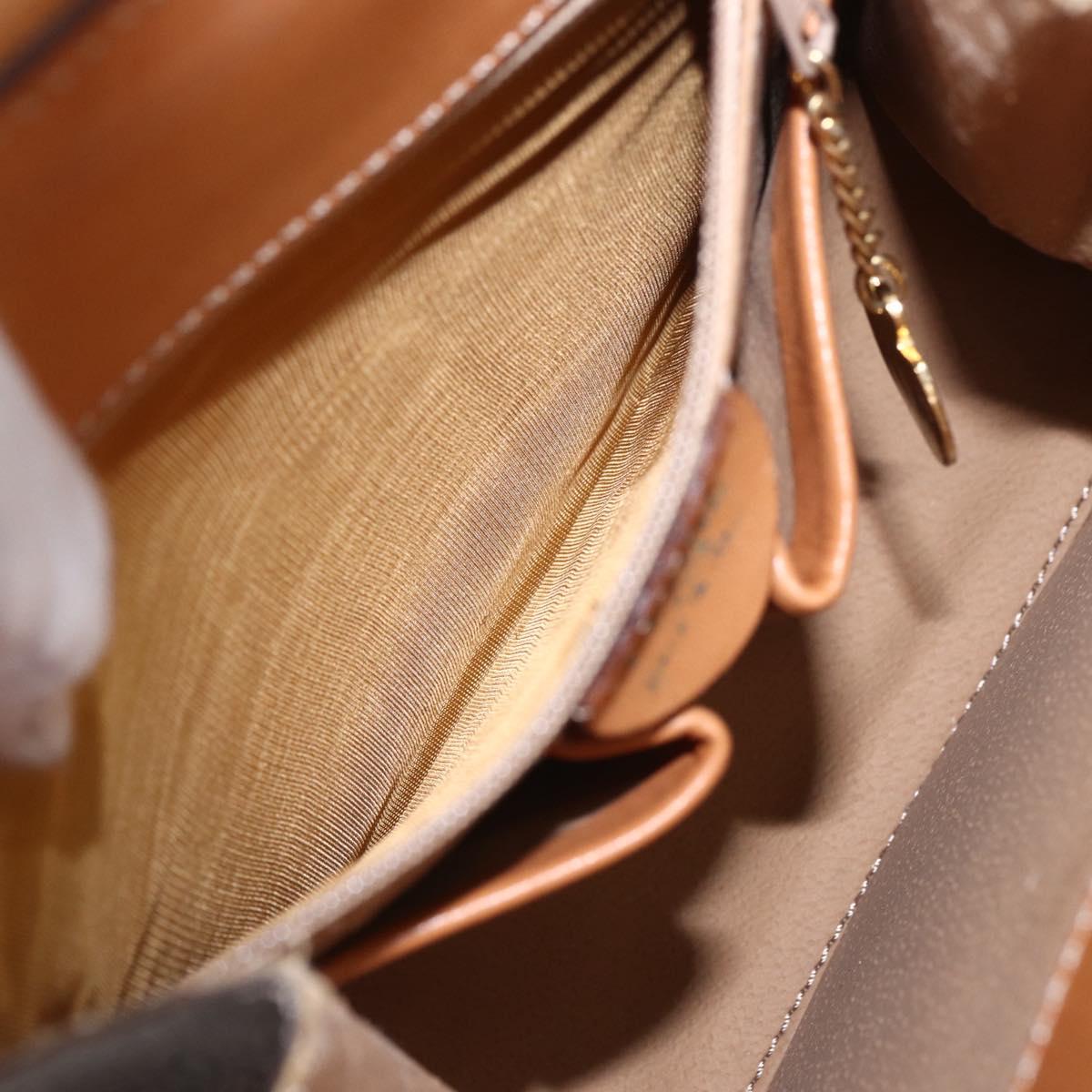 CELINE Macadam Canvas Hand Bag PVC Leather Brown Gold Auth 164435
