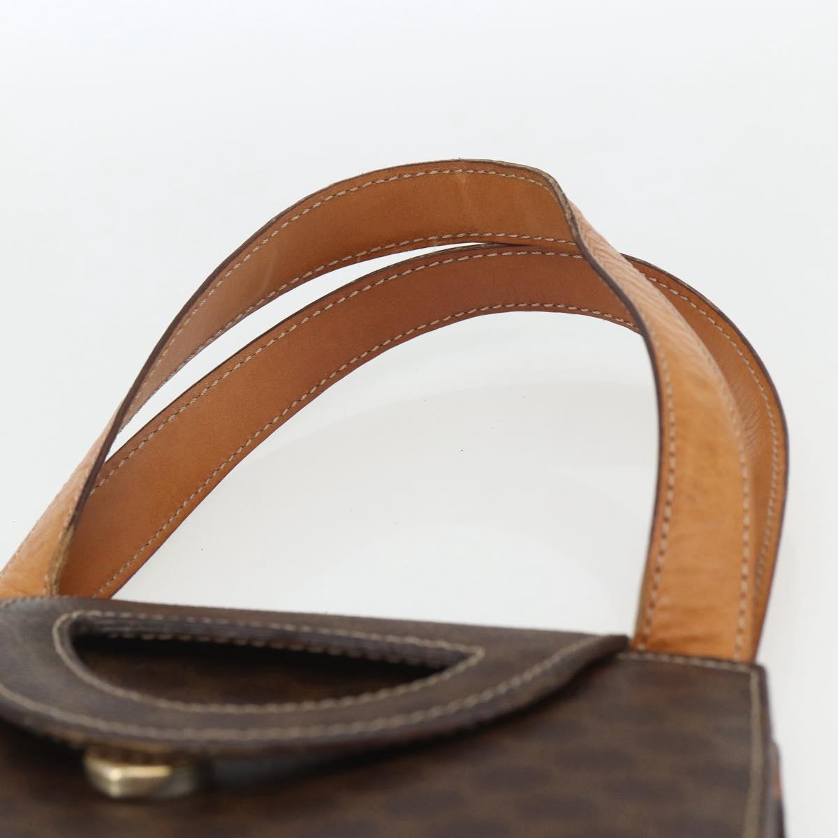 CELINE Macadam Canvas Hand Bag PVC Leather Brown Gold Auth 164435