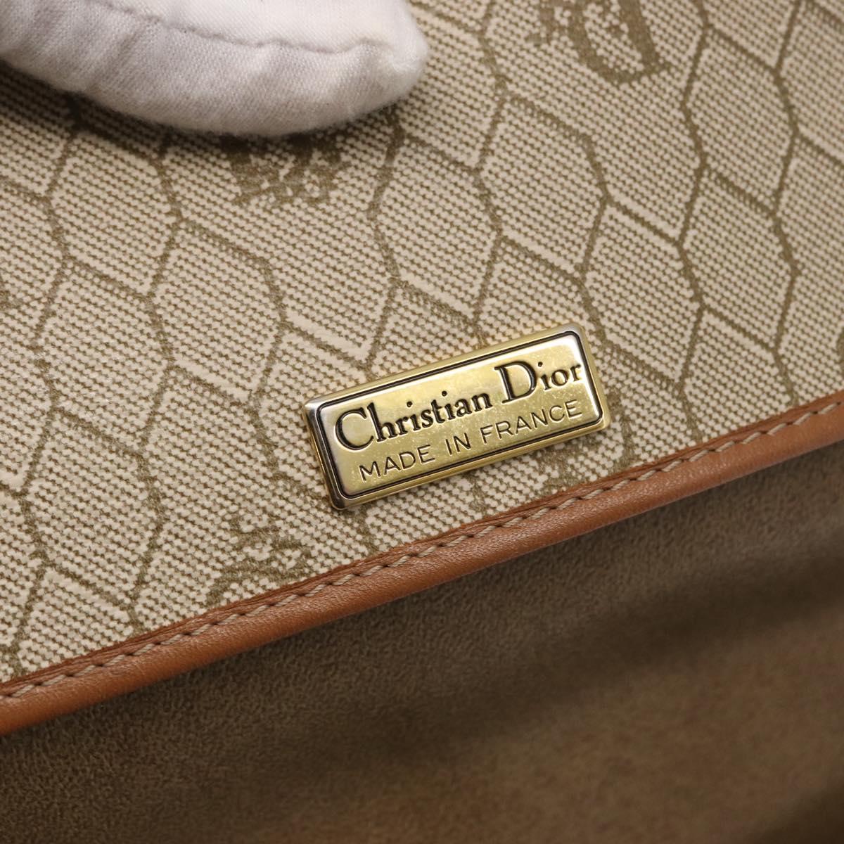 Christian Dior Honeycomb Canvas Shoulder Bag PVC Beige Gold Auth 164437