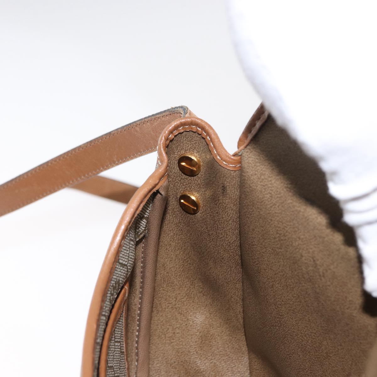 Christian Dior Honeycomb Canvas Shoulder Bag PVC Beige Gold Auth 164437