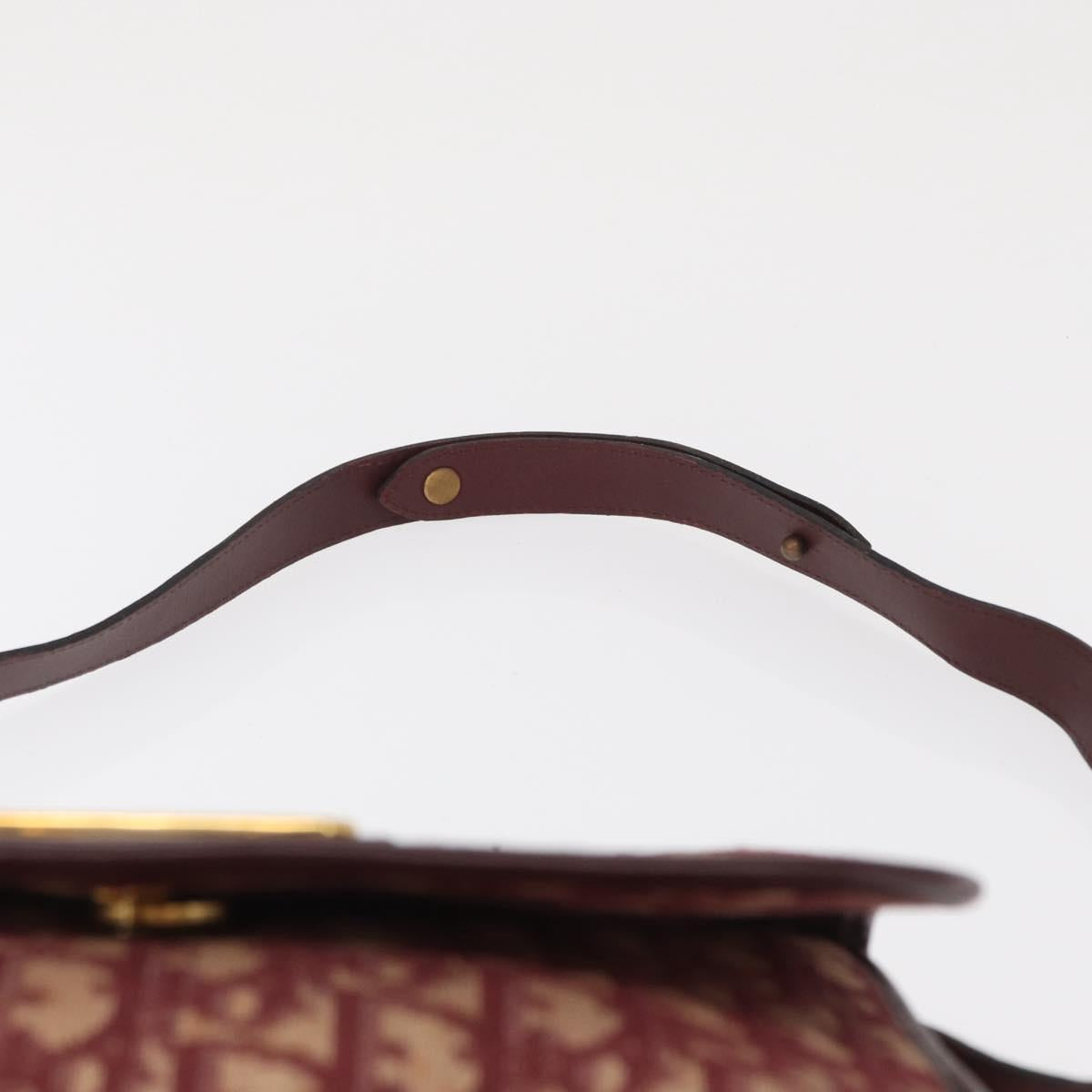 Christian Dior Trotter Canvas Shoulder Bag Red Gold Auth 164439