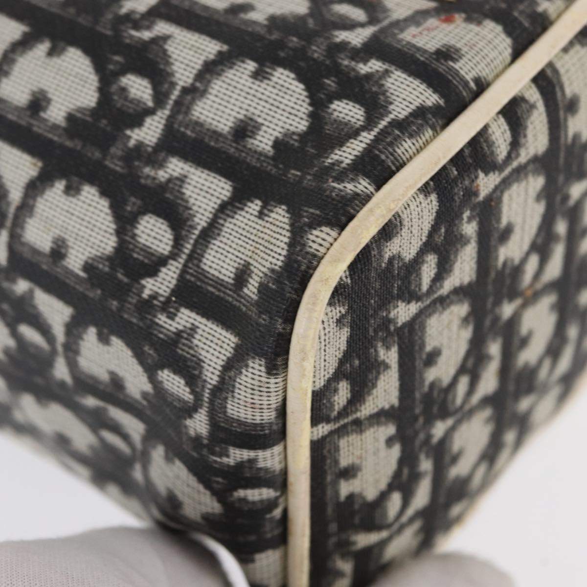 Christian Dior Trotter Canvas Vanity Pouch PVC Black Silver Auth 164440