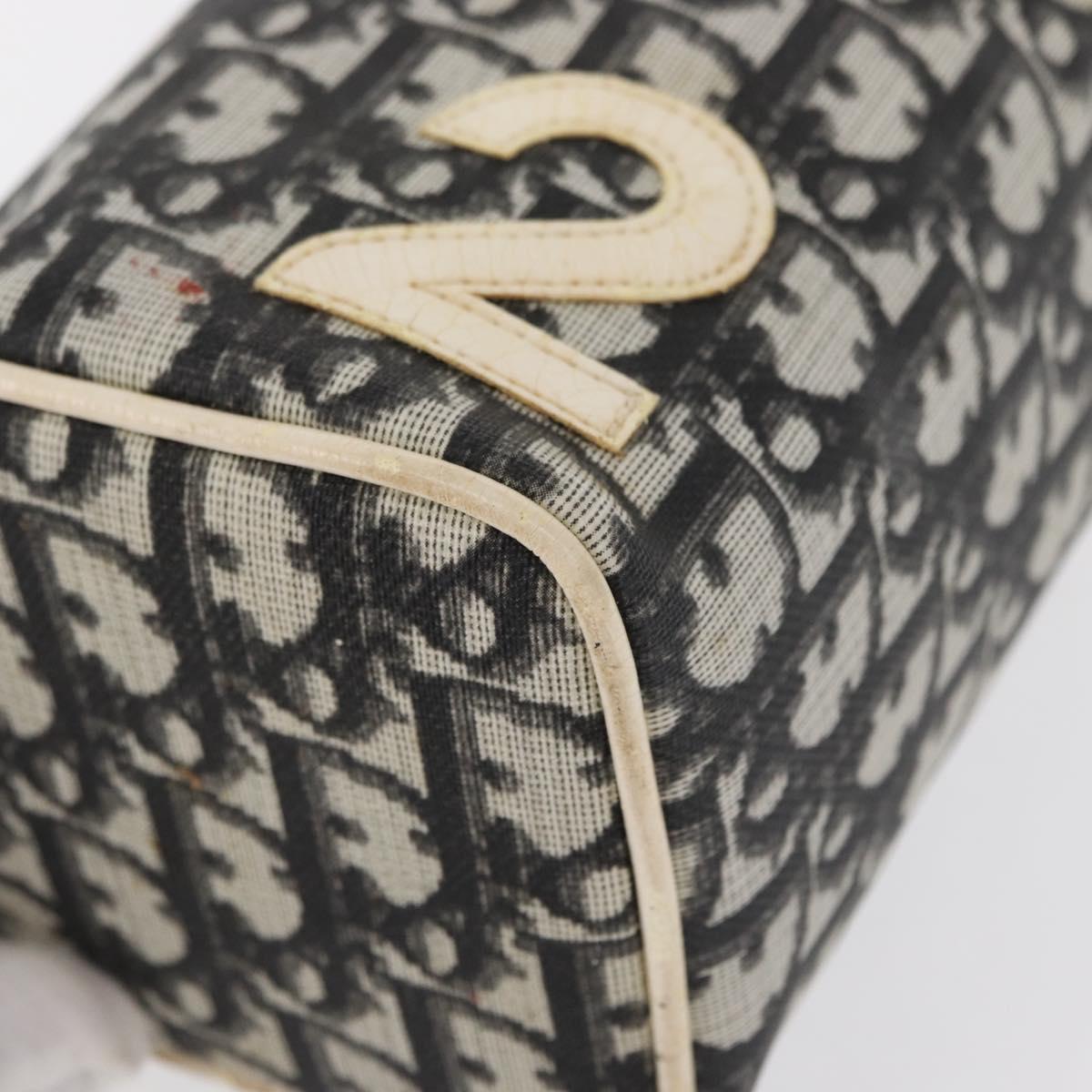 Christian Dior Trotter Canvas Vanity Pouch PVC Black Silver Auth 164440
