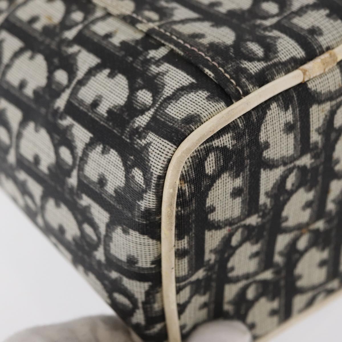 Christian Dior Trotter Canvas Vanity Pouch PVC Black Silver Auth 164440