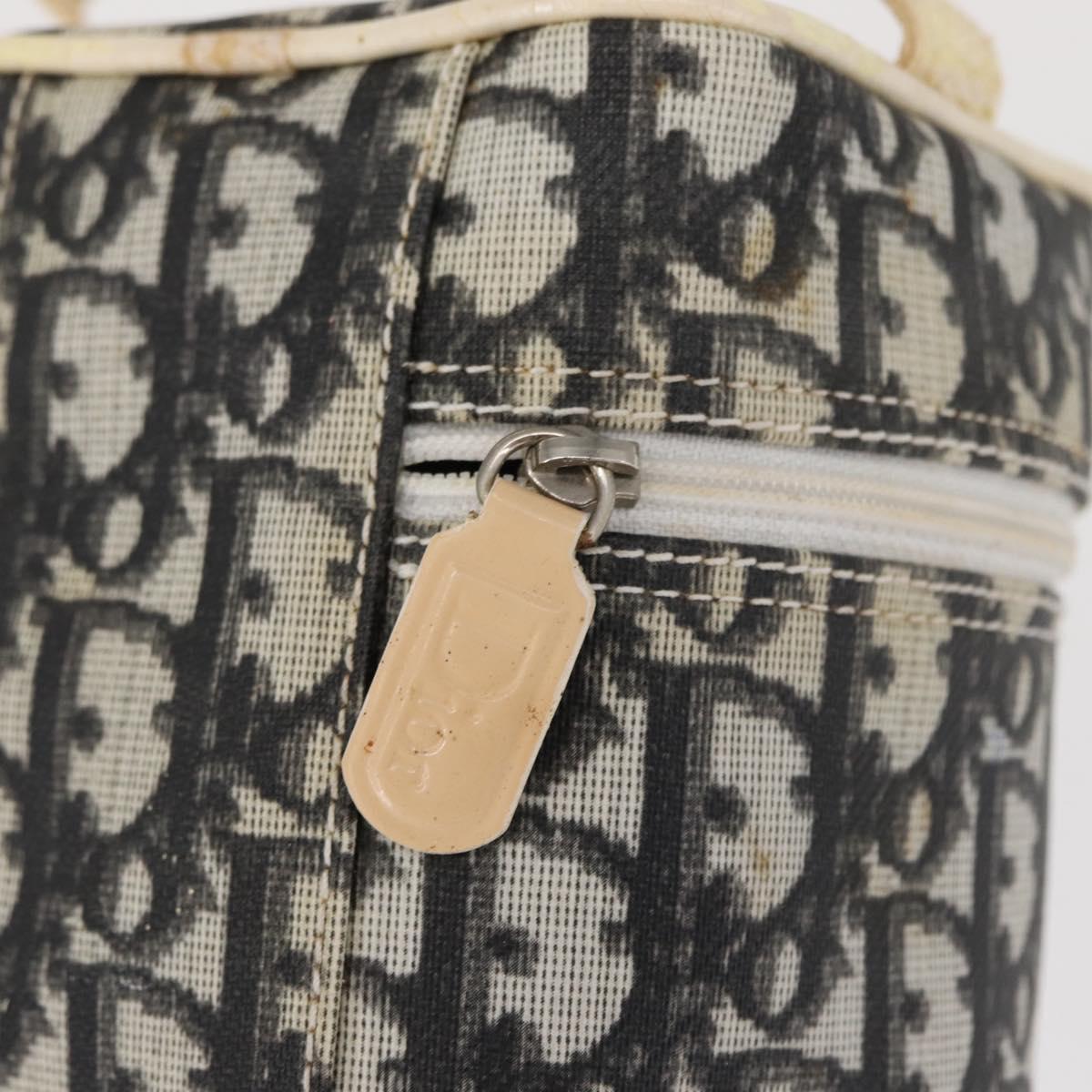 Christian Dior Trotter Canvas Vanity Pouch PVC Black Silver Auth 164440