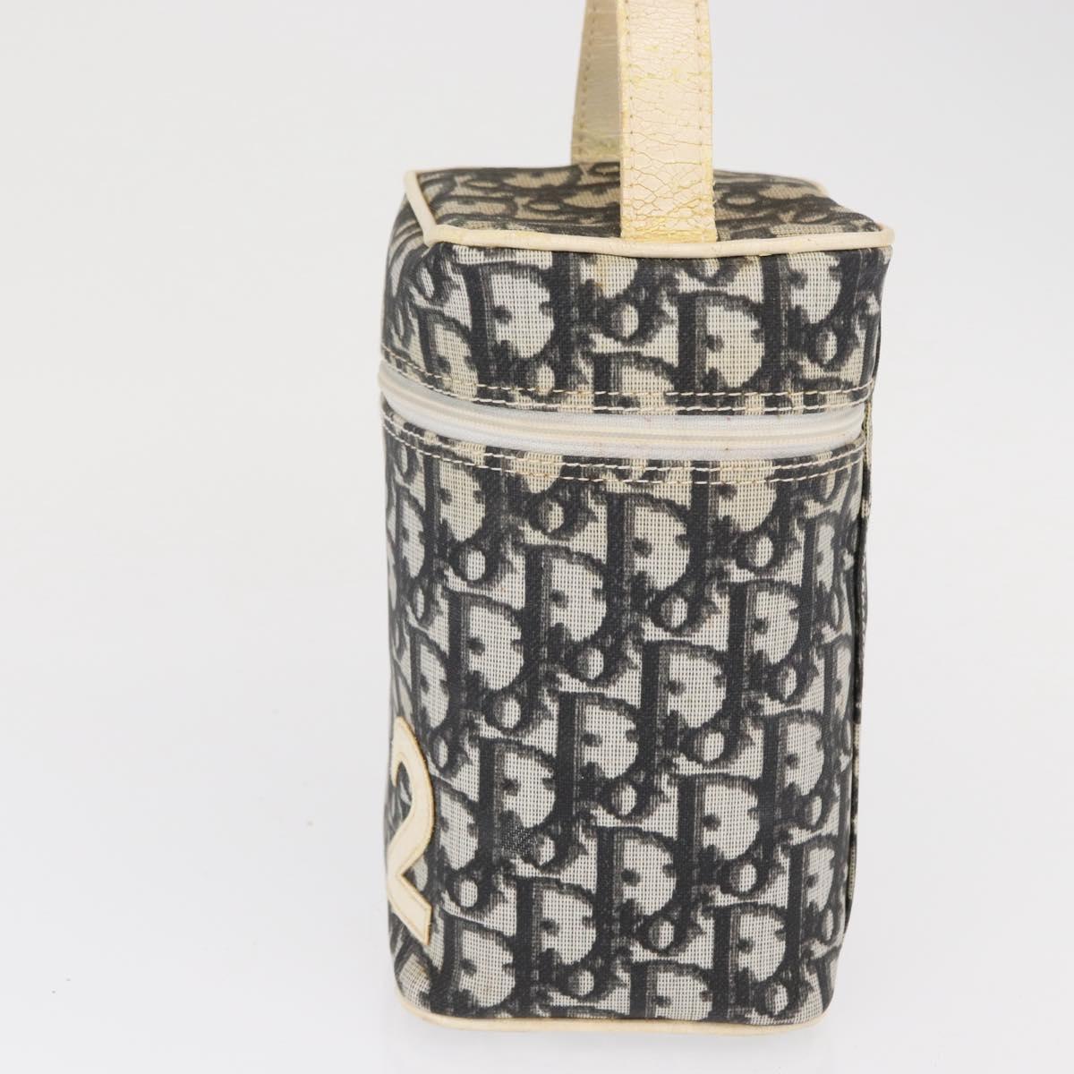 Christian Dior Trotter Canvas Vanity Pouch PVC Black Silver Auth 164440