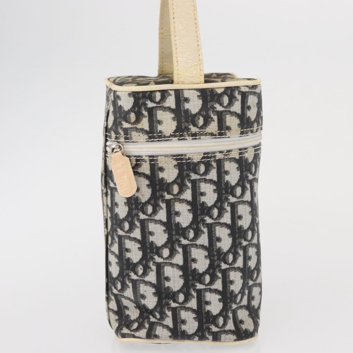 Christian Dior Trotter Canvas Vanity Pouch PVC Black Silver Auth 164440