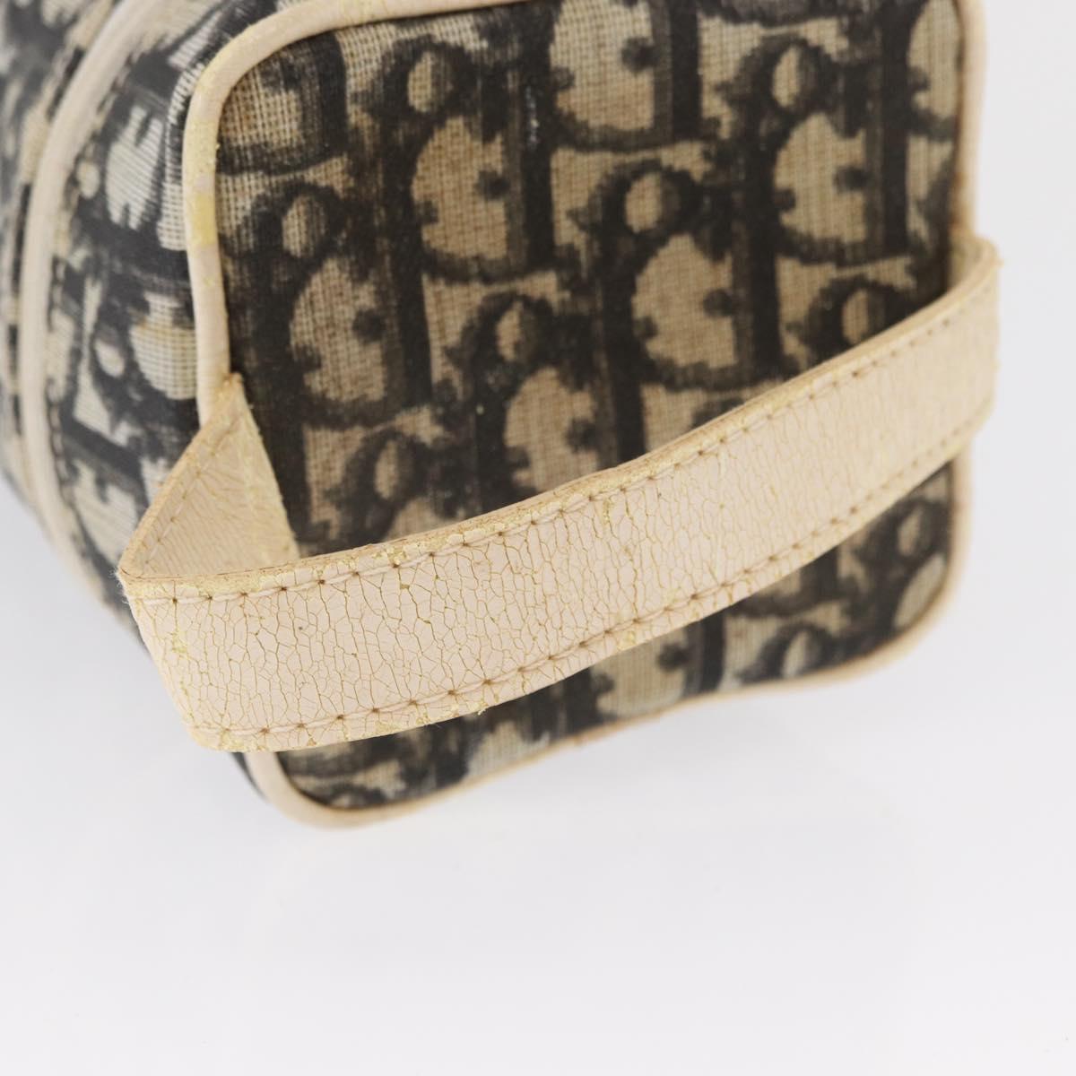 Christian Dior Trotter Canvas Vanity Pouch PVC Black Silver Auth 164440