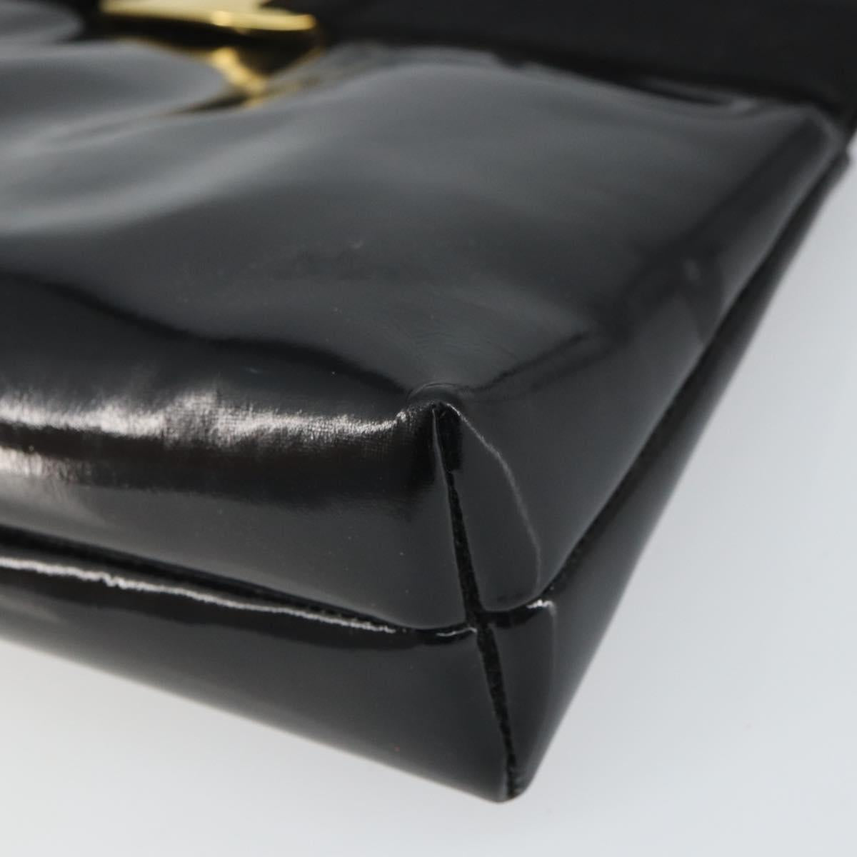 Salvatore Ferragamo Vala Shoulder Bag Patent leather Black Gold Auth 164441
